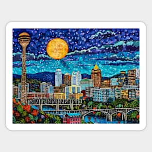 Knoxville Tennessee Skyline Whimsical Funky Colorful Wanderlust Sticker